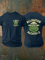 Men's Alligator Alcatraz Ready To Serve Dark Humor Patoitic Printing T Shirt
