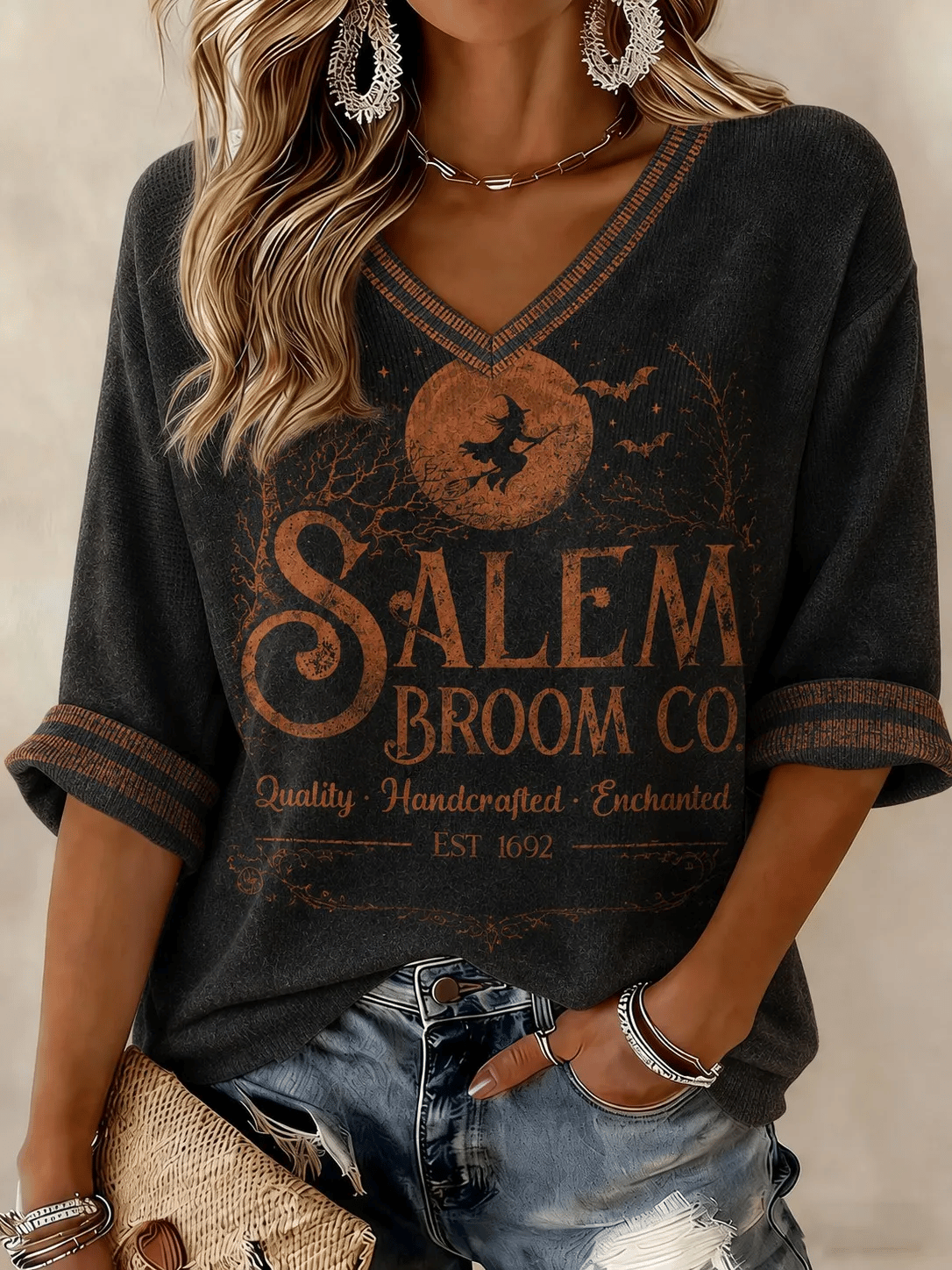 Women's Retro Salem Broom Company Print T-Shirt