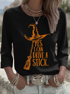 Women's Yes I Can Drive A Stick Printed Round Neck T-Shirt