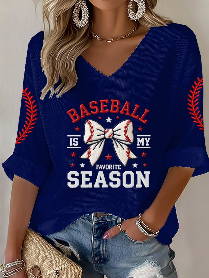 Women's Retro Baseball Is My Favorite Season  Print T-Shirt