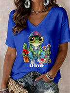 Women's Puerto Rico Printed V-Neck T-shirts