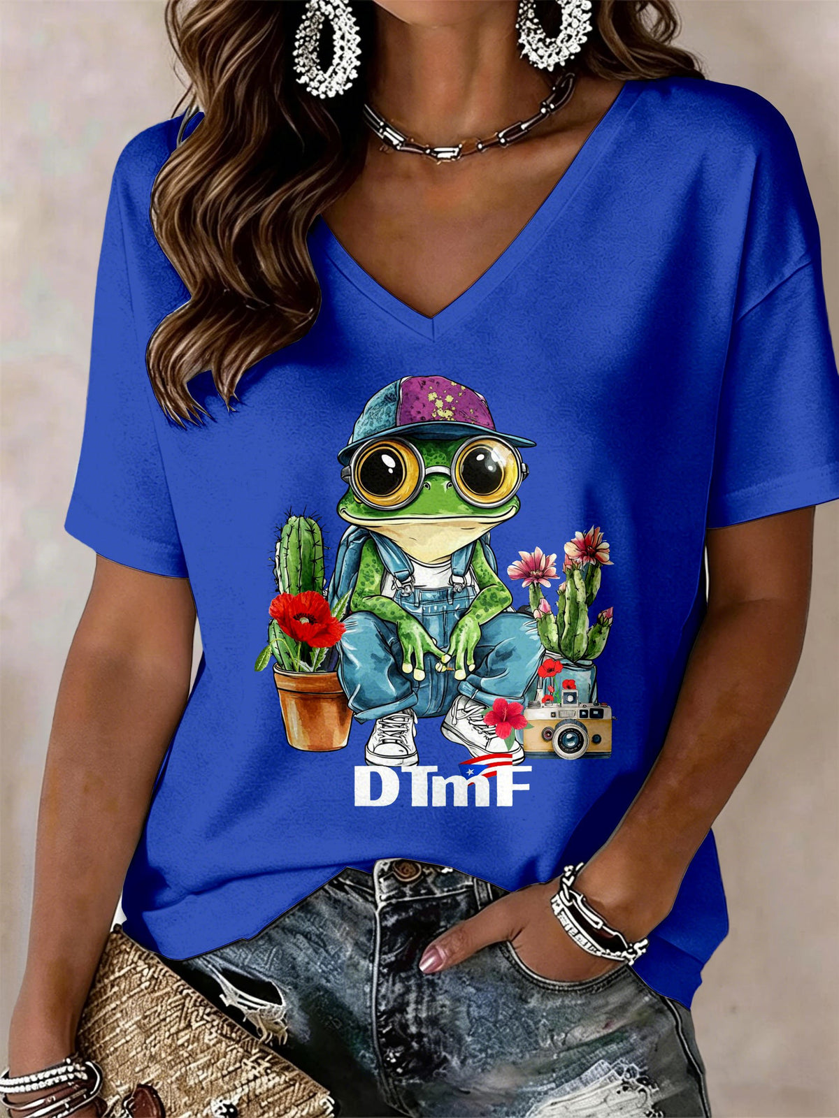 Women's Puerto Rico Printed V-Neck T-shirts
