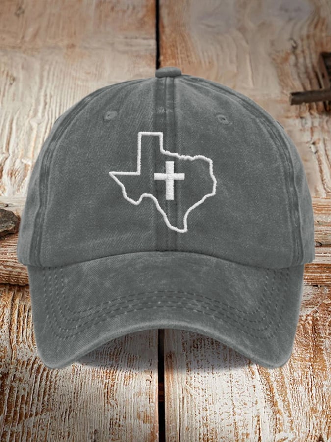 Retro Texas Strong Faith Cross Print Baseball Cap
