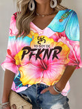 Puerto RIco Singer Pfknr Printed Long Sleeve Top