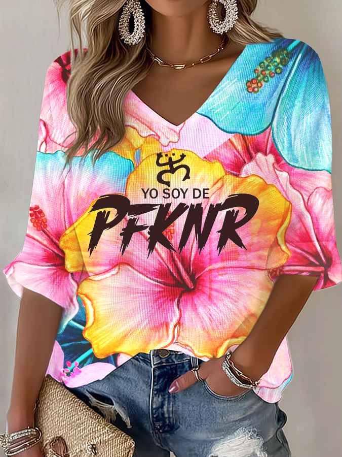 Puerto RIco Singer Pfknr Printed Long Sleeve Top