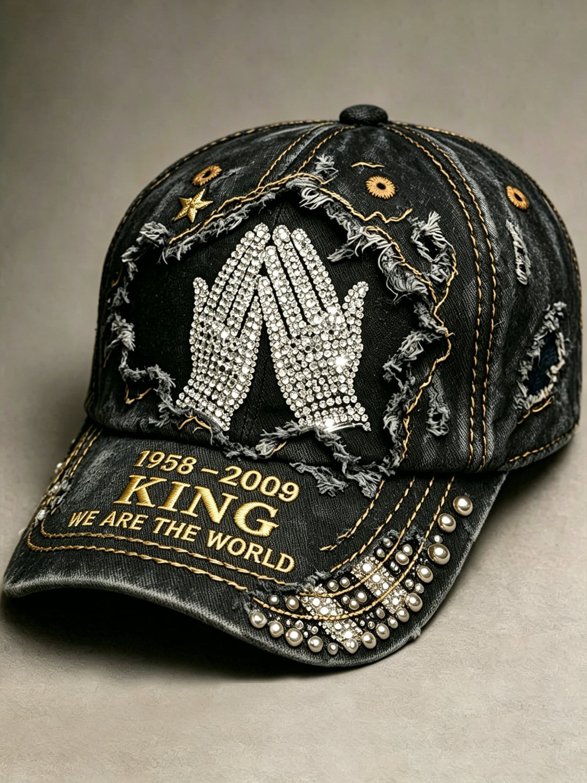 Unisex Retro Commemorative Baseball Cap: "King of Pop" Faux-Sequin Print Edition