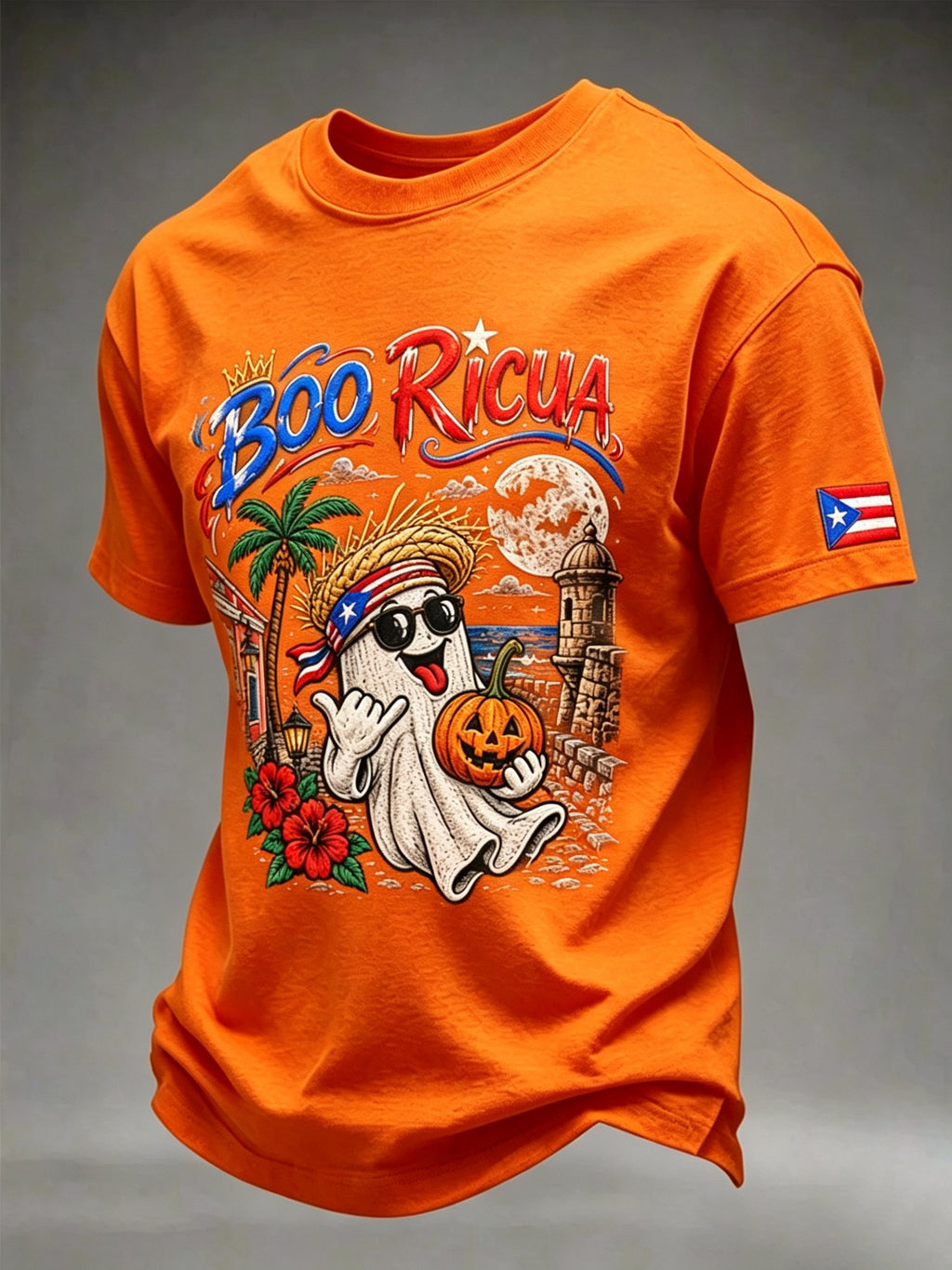 Men's Puerto Rico Halloween Print Short-Sleeve T-Shirt