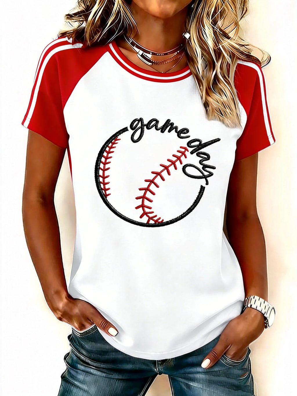 Women's Retro Baseball   Print Top