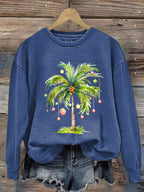 Women'S Casual Christmas Palm Tree Printed Long Sleeve Sweatshirt