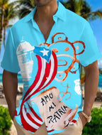 Puerto Rico Singer Beach Print Short Sleeve Shirts