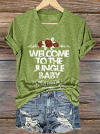 V-Neck Retro Welcome To The Jungle Baby You're Gonna Die Print T-Shirt