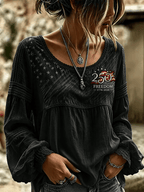 Women'S Casual Independence Day Print Top