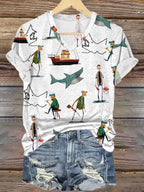 Women's Shark Art Printed T-shirt