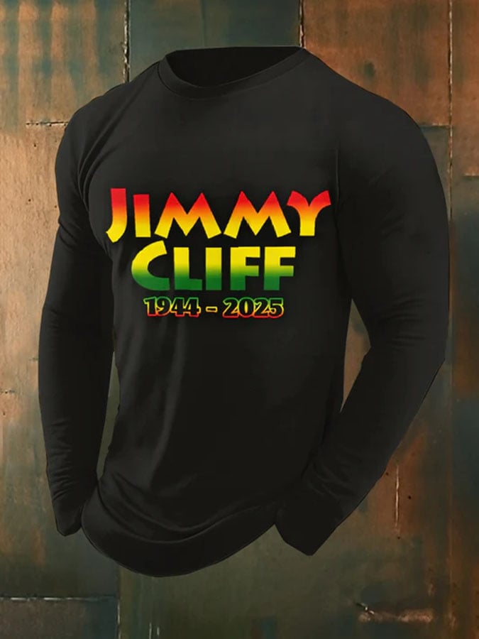 Men's Retro Reggae Music Printed Round Neck T-Shirt