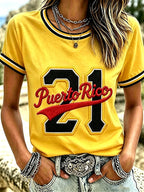 Women's Casual Puerto Rico Print Top