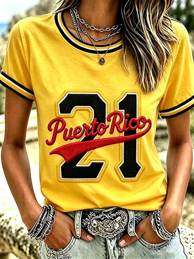 Women's Casual Puerto Rico Print Top