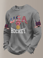 Men's Retro USA Ice Hockey Print Casual Long-Sleeved Top