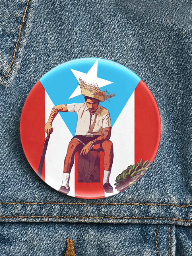 Unisex Style Puerto Rican Print Pattern Pin Button