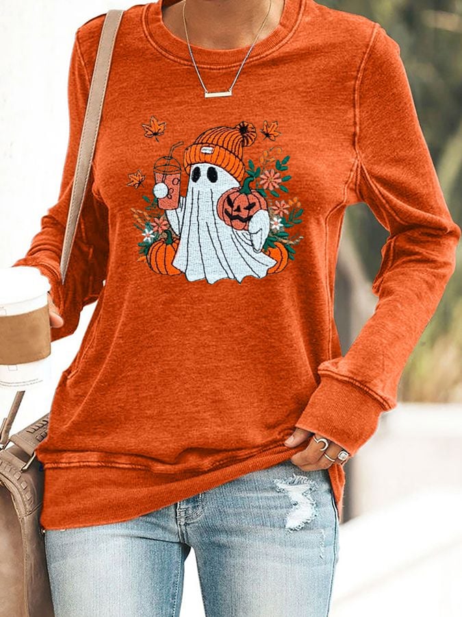 Women's Cute Ghost Print Sweatshirt