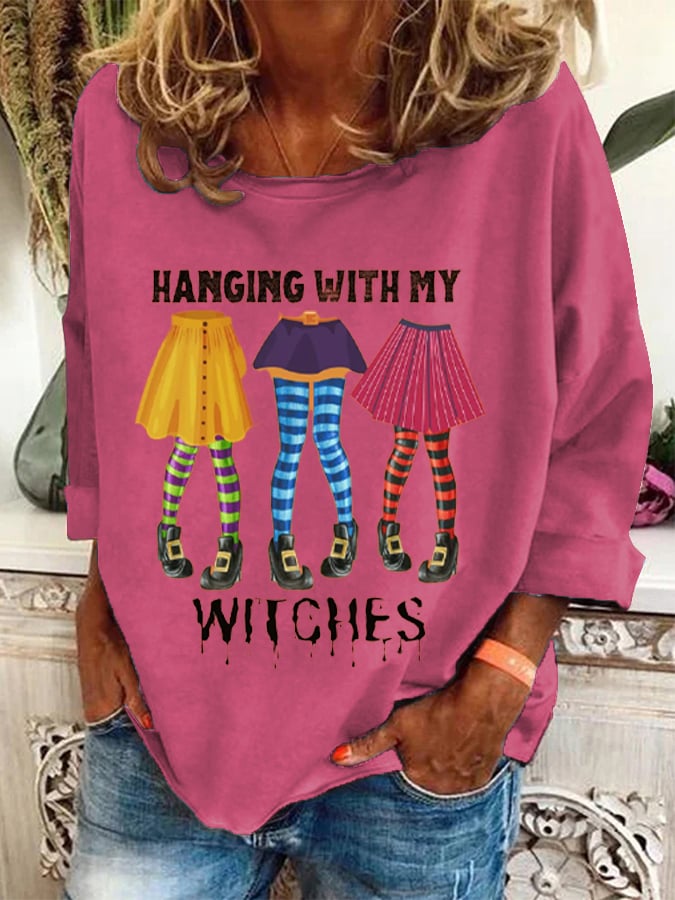 Women's Hanging With My Witches Printed Sweatshirt
