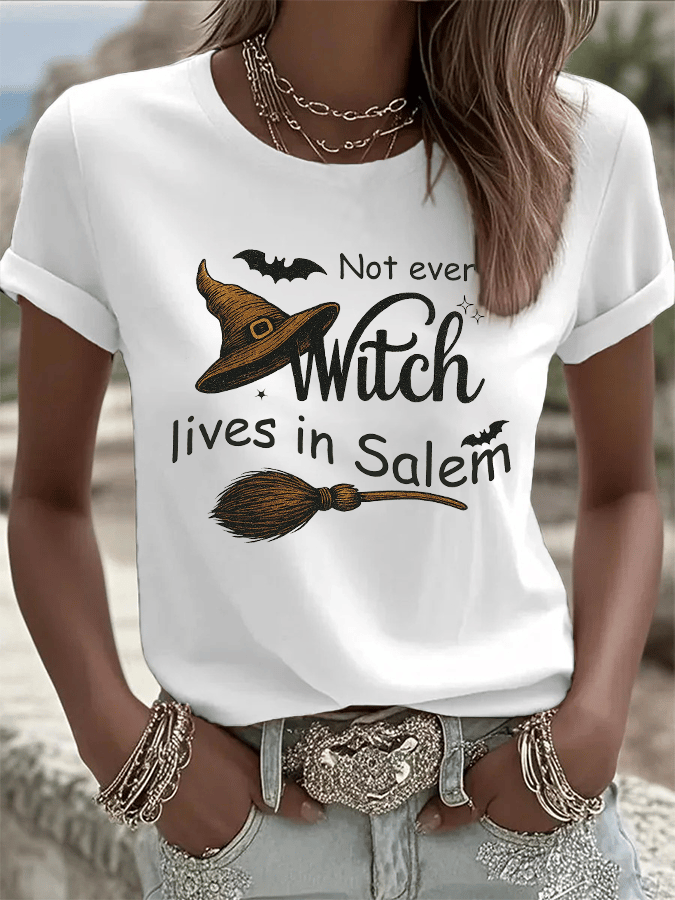 Women's Halloween Printed Round Neck T-Shirt