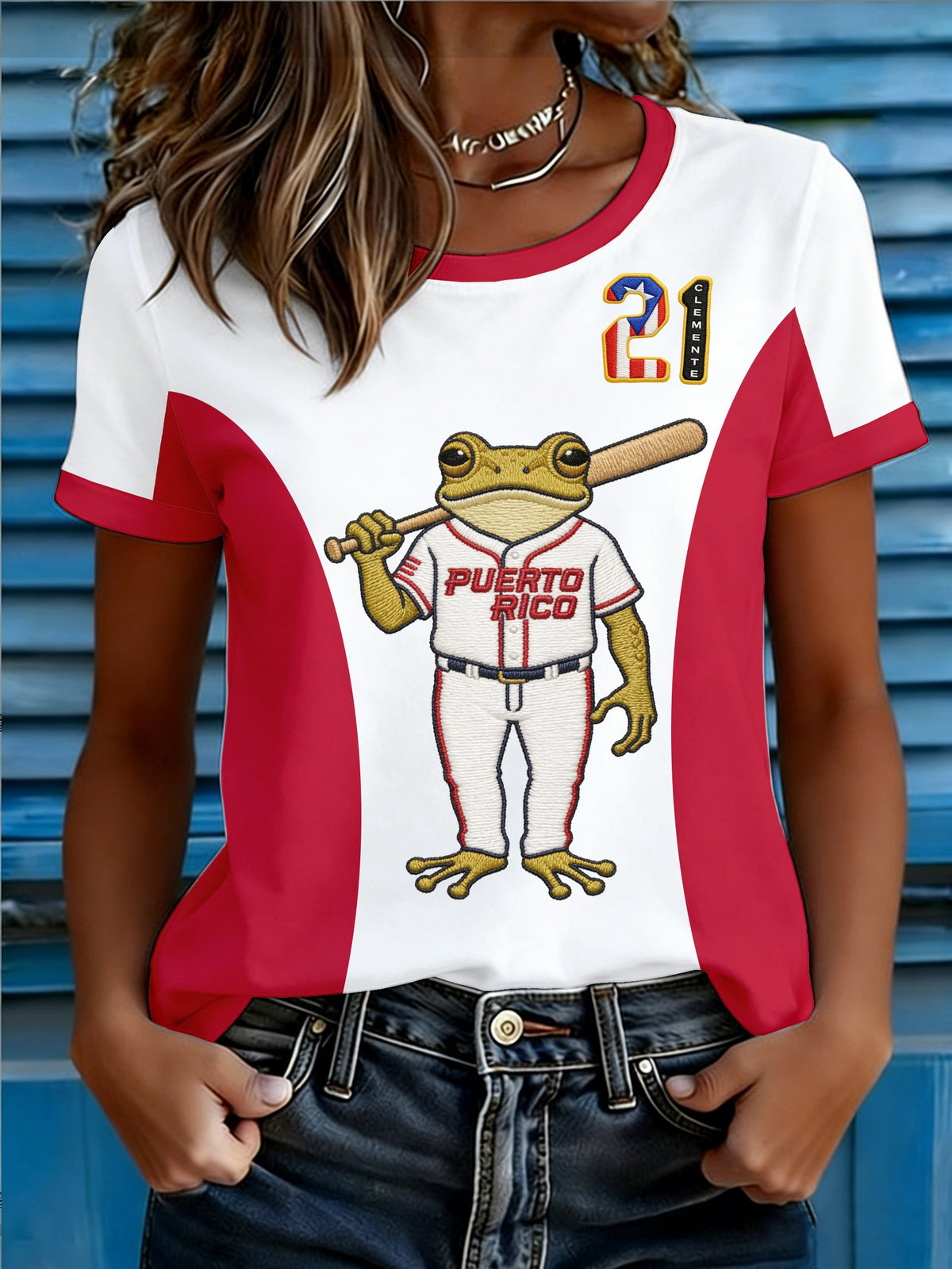 Women's Puerto Rico Baseball Printed T-shirts