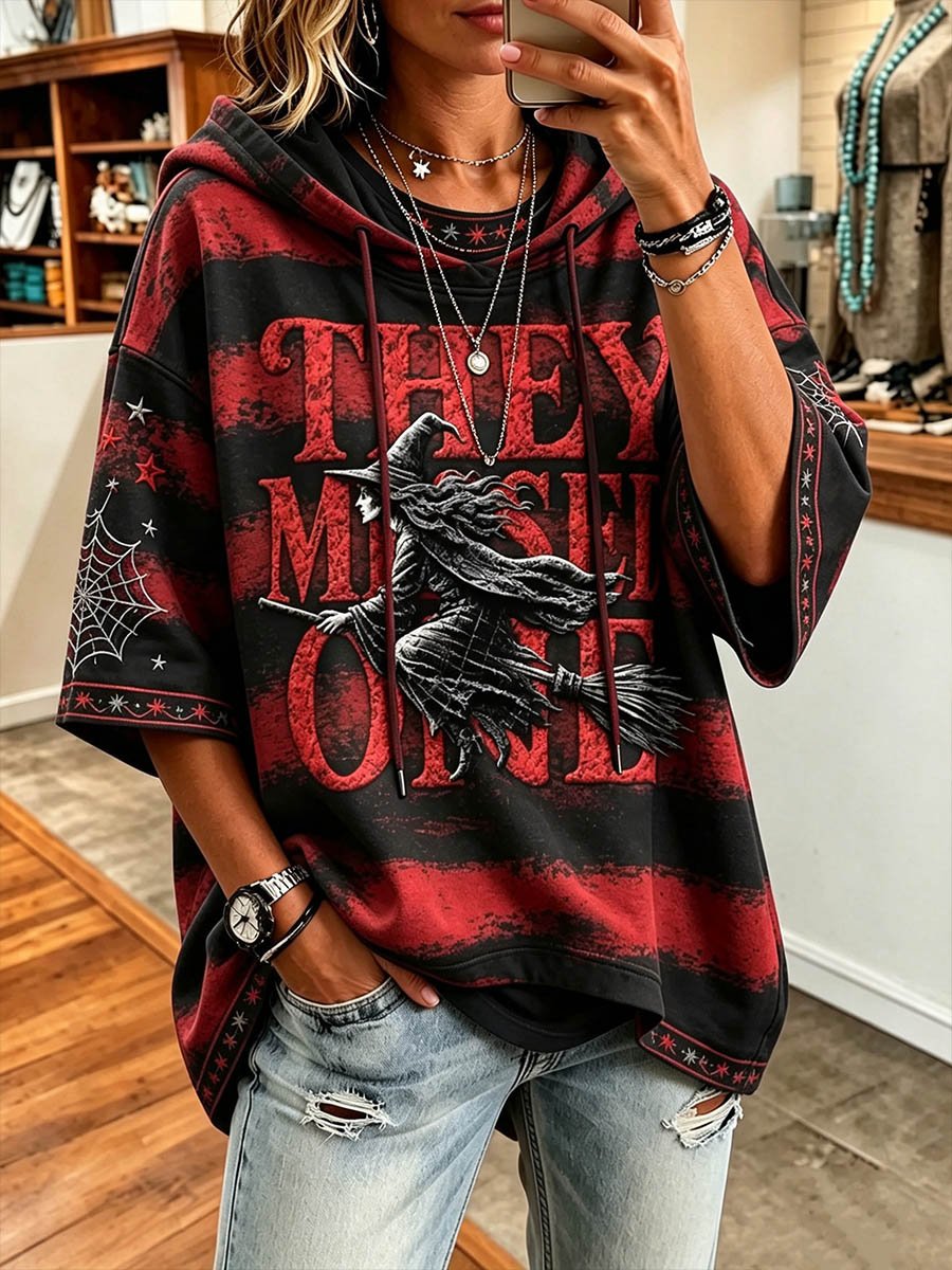 Women's Halloween "Missed a Witch" Graphic Casual Top