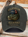 Retro Alligator Alcatraz Funny Florida Everglades Dark Humor Print Baseball Cap