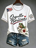 Women's Puerto Rico Printed round  T-shirt