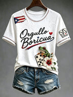 Women's Puerto Rico Printed round  T-shirt