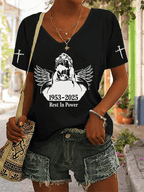 Women's Legendary Wrestler Memorial Print V-Neck T-Shirt