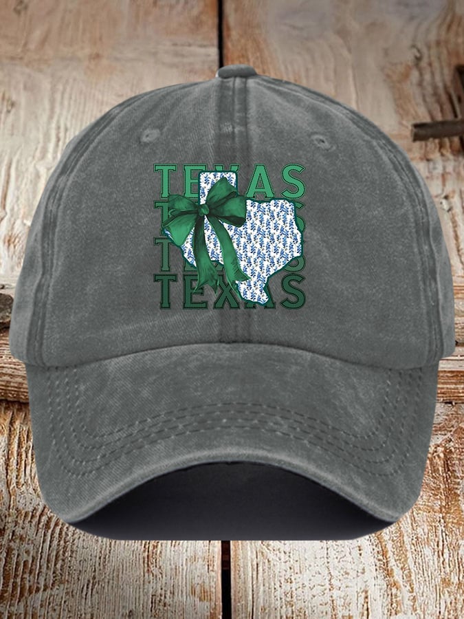 Retro Texas Strong Green Bow Print Baseball Cap