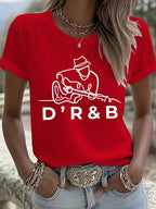Women's Music Lover Print Short Sleeve T-Shirt