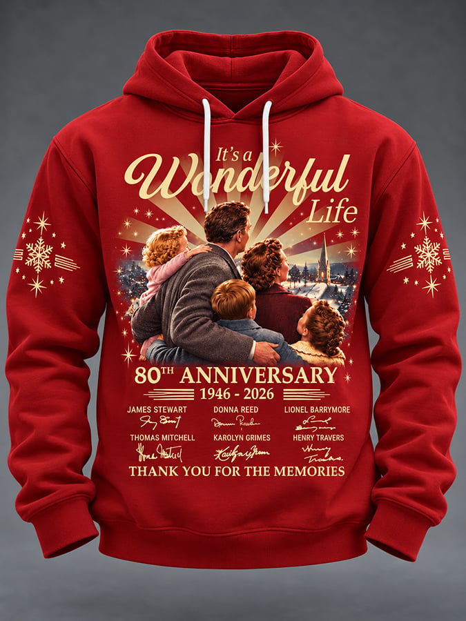 🔥🔥2nd 50% Off 🔥🔥Men's It's A Wonderful Life Christmas Printed Hooded