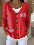Women's Christmas Santa Baby Print Cardigan
