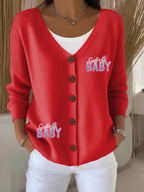 Women's Christmas Santa Baby Print Cardigan