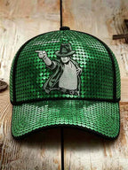 Unisex Retro Commemorative Baseball Cap: "King of Pop" Faux-Sequin Print Edition