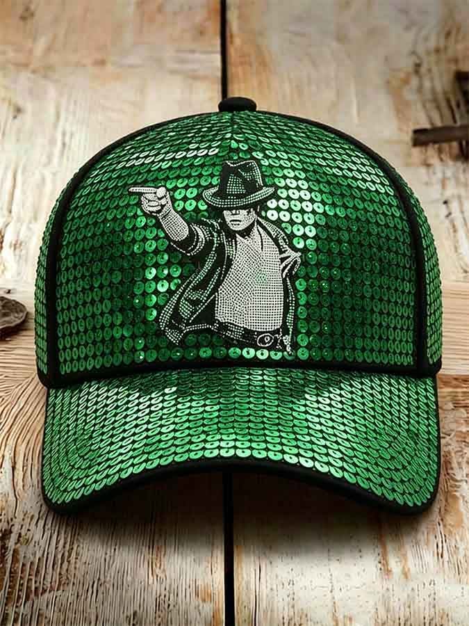 Unisex Retro Commemorative Baseball Cap: "King of Pop" Faux-Sequin Print Edition