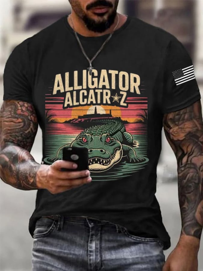 Men's Alligator Alcatraz Print T-Shirt