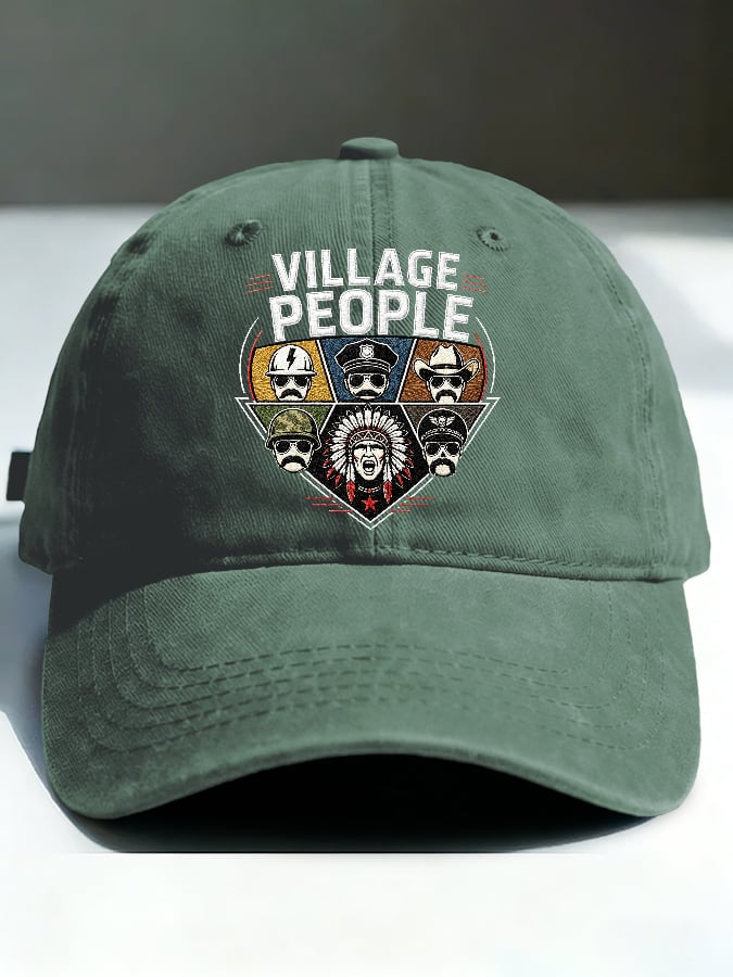 Retro Village Print Baseball Cap