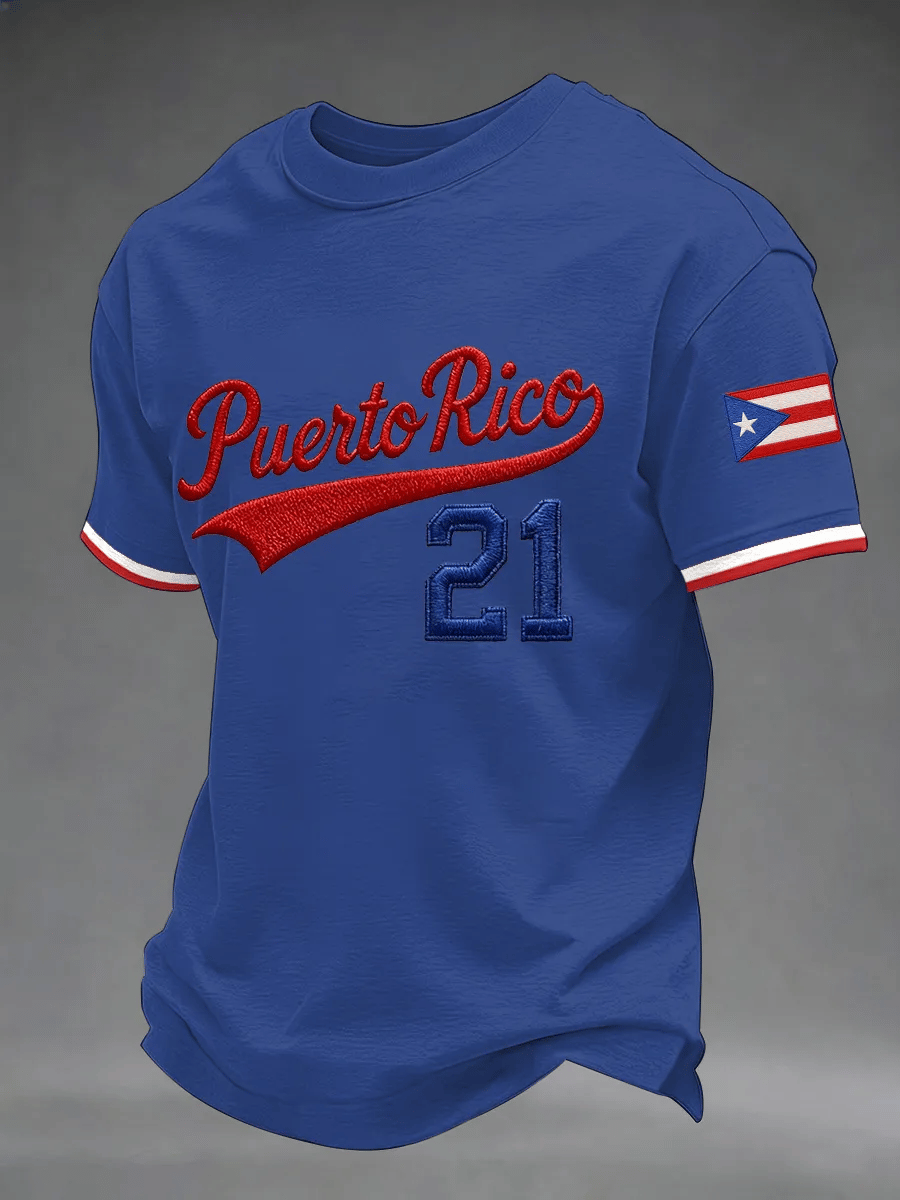 Men's Puerto Rico Baseball Print Short-Sleeve T-Shirt