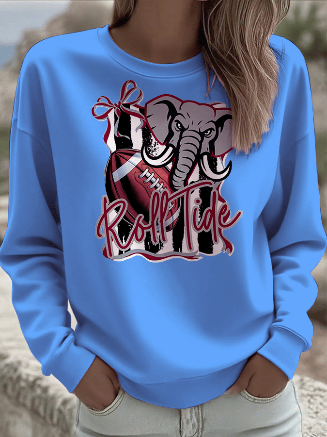 Women's Football Print Round Neck Sweatshirt