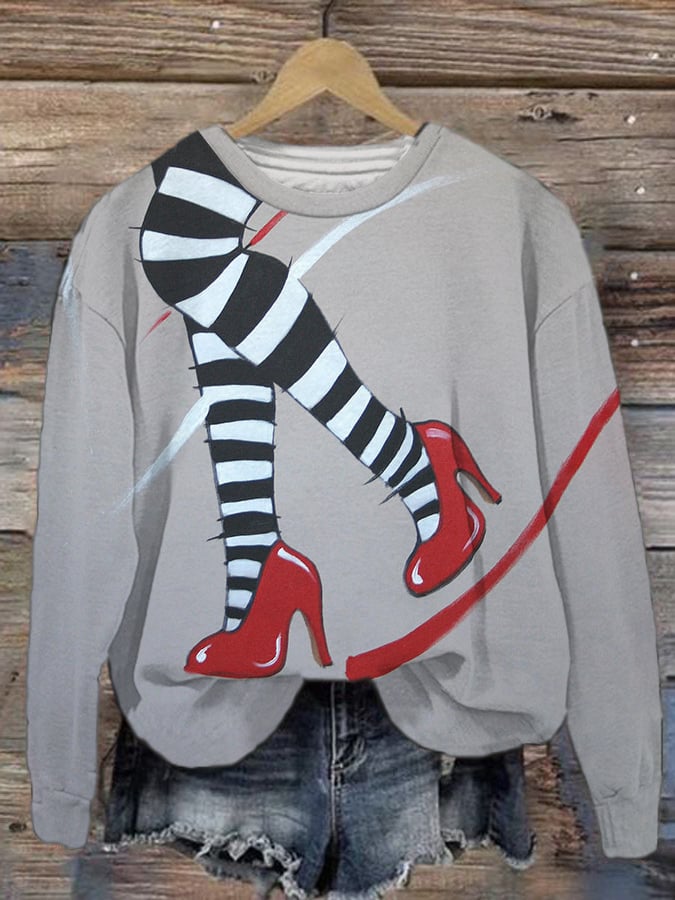 Women'S Halloween Printed Crew Neck Sweatshirt