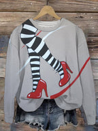 Women'S Halloween Printed Crew Neck Sweatshirt