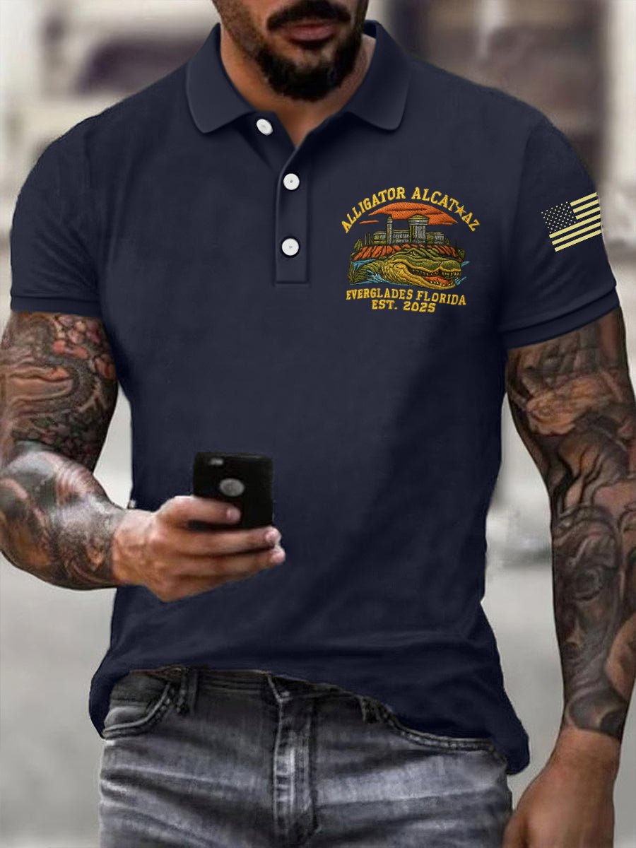 Men's Fashion Casual Retro Crocodile Island Polo