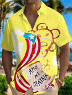 Puerto Rico Singer Beach Print Short Sleeve Shirts
