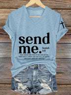 Women's Send Me Isaiah 6 8 Christian Print Casual T-shirt