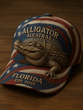 Retro Alligator Alcatraz Fun Florida Everglades Art Casual Print Hat