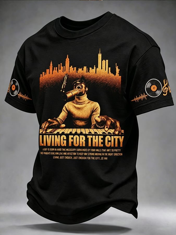 Men's Singer Print Casual T-Shirt
