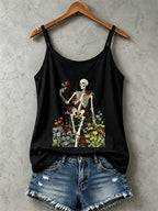 Women's Retro Halloween Skull Print Tank Top